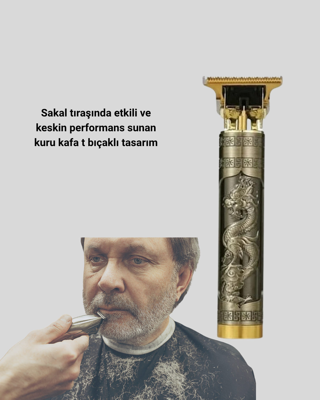 T Bıçaklı Profesyonel Çizik Tıraş Makinesi Seti – 120 Dakika Kullanım Şarjlı & Kablolu - Görsel 3