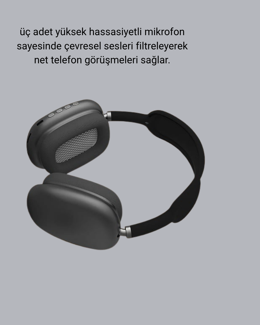 Kablosuz Kulak Üstü Kulaklık – H1 Çipli Üç Mikrofonlu 5 Saat Kesintisiz Dinleme - Görsel 3