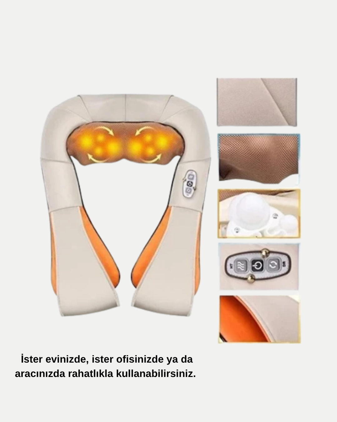 Ovmalı Isıtmalı Masaj Aleti – Boyun Sırt Omuz Bel ve Ayak İçin Profesyonel Yoğurmalı Masaj Deneyimi - Görsel 2