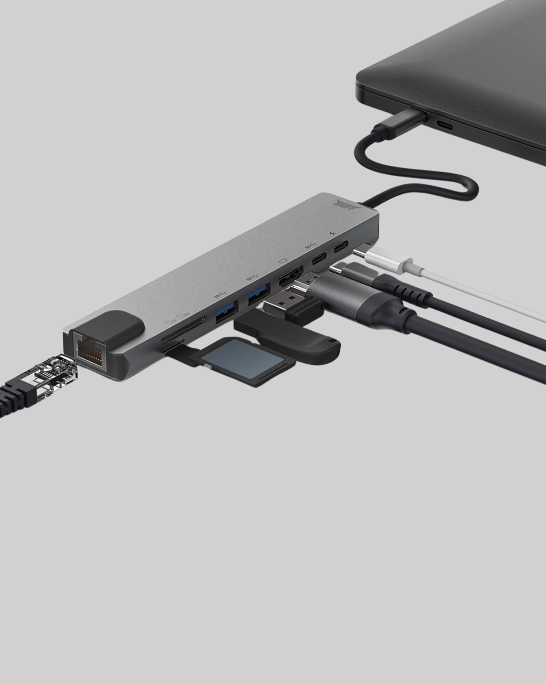 Alüminyum Kasalı MacBook USB-C Hub – 4K HDMI USB 3.0 SD/TF Kart Girişi PD Şarj Desteği - Görsel 4