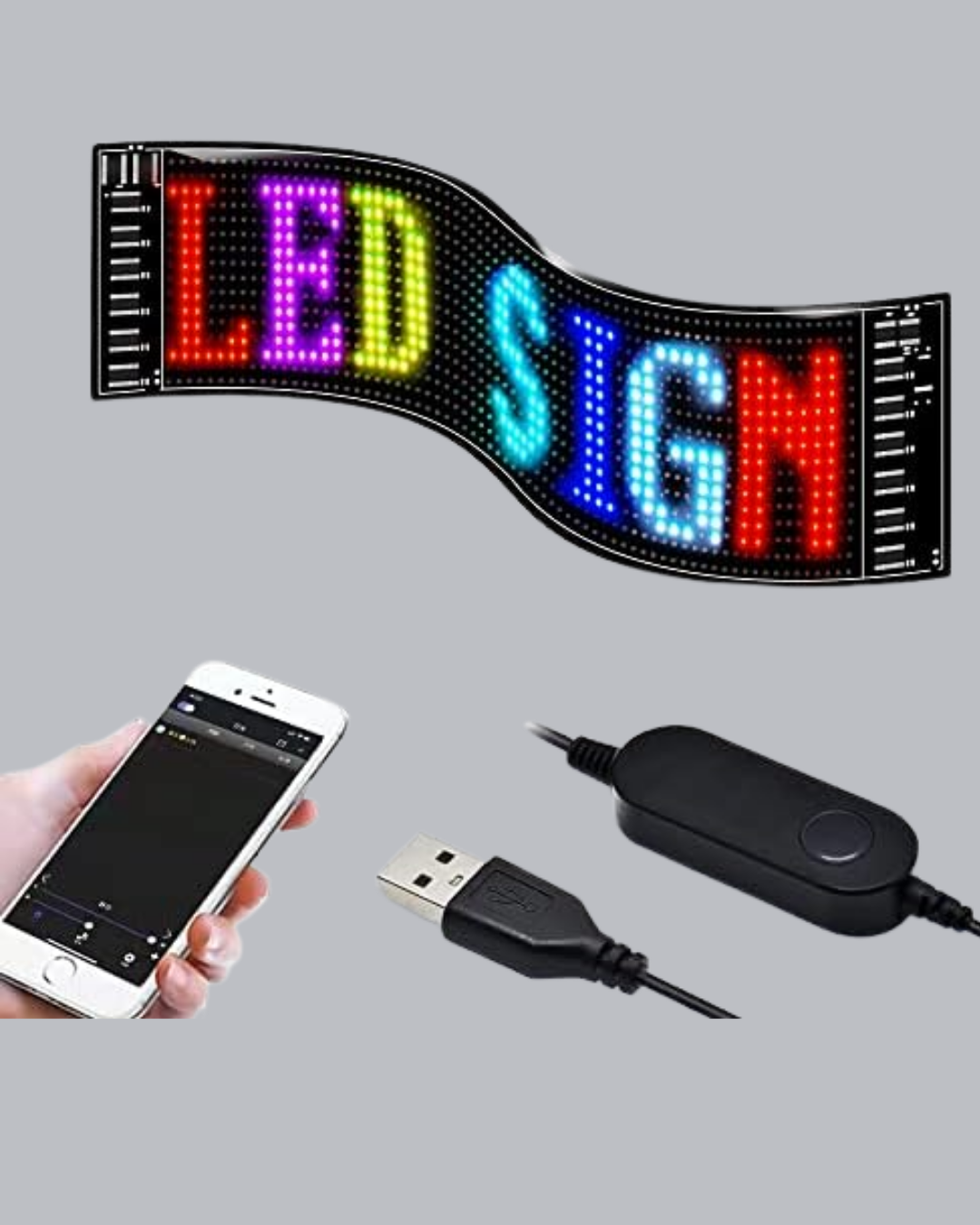 RGB LED Panel – Mobil Uyumlu Yazı ve GIF Destekli USB Bağlantılı Dekoratif Ekran - Görsel 4