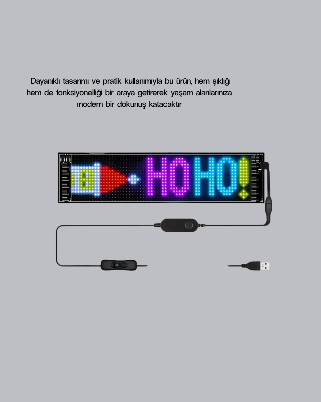 RGB LED Panel – Mobil Uyumlu Yazı ve GIF Destekli USB Bağlantılı Dekoratif Ekran - Görsel 5