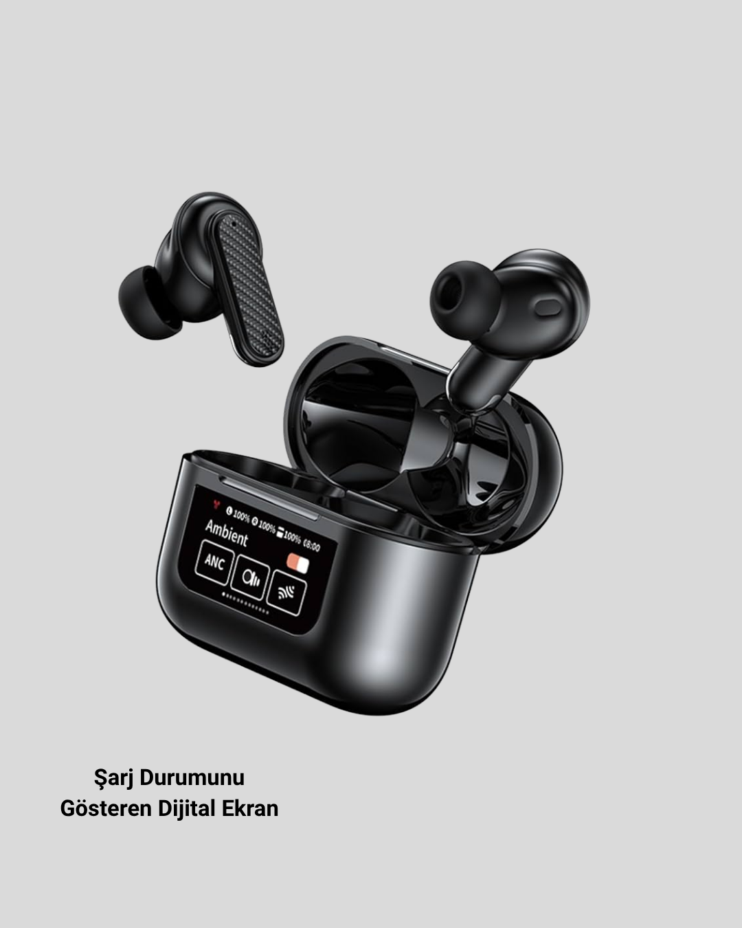 Bluetooth 5.3 ANC Kablosuz Kulaklık – Dokunmatik Kontrol Dijital Ekran ve Uzun Pil Ömrü - Görsel 2