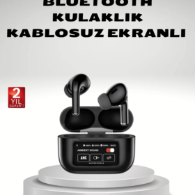Aktif Gürültü Engelleme (ANC) Kablosuz Bluetooth Kulaklık – Dijital Ekranlı Dokunmatik ve Uzun Pil Ömürlü