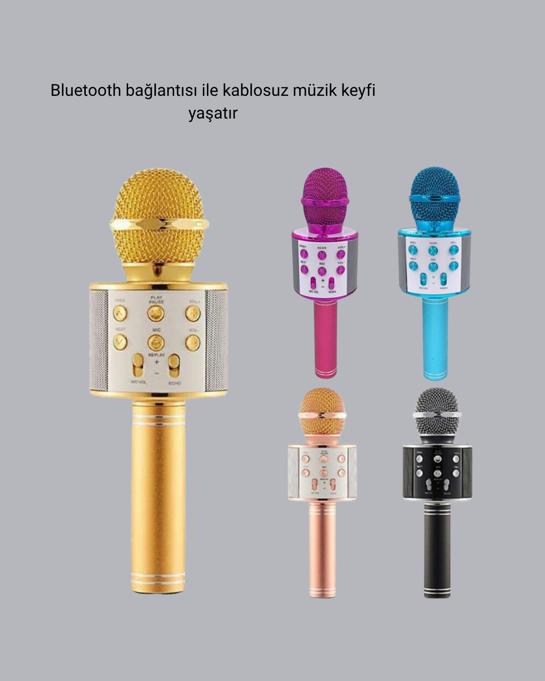 Kablosuz Bluetooth Karaoke Mikrofon Yankı Efektli - Görsel 2