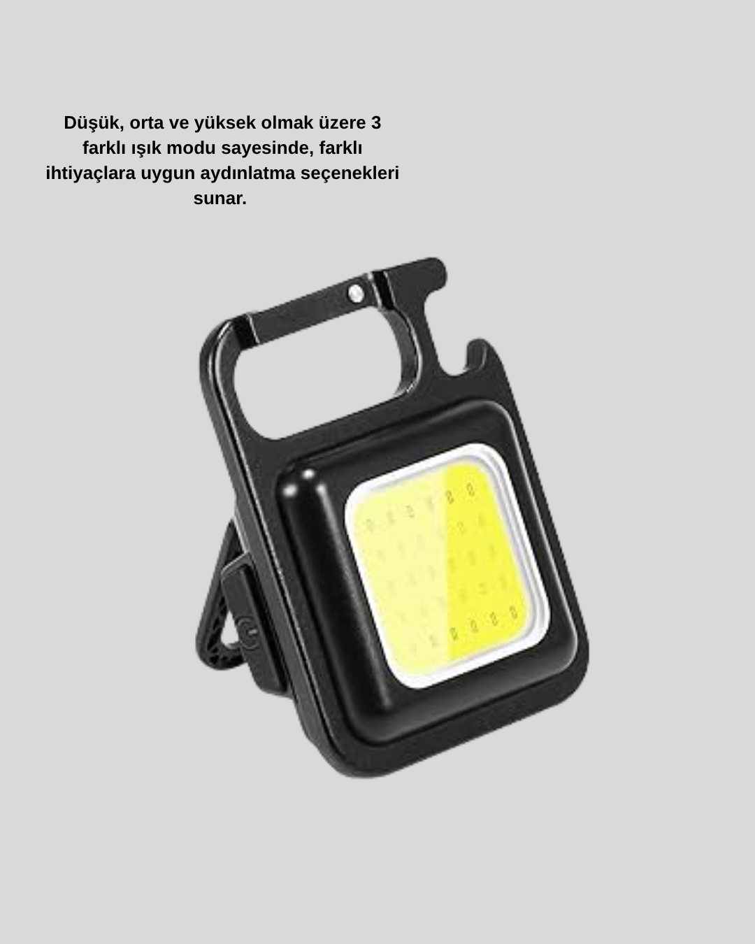 USB Şarjlı 800 Lümen LED Fener – Mini Boy 3 Işık Modlu Anahtarlık Tipi El Feneri - Görsel 3