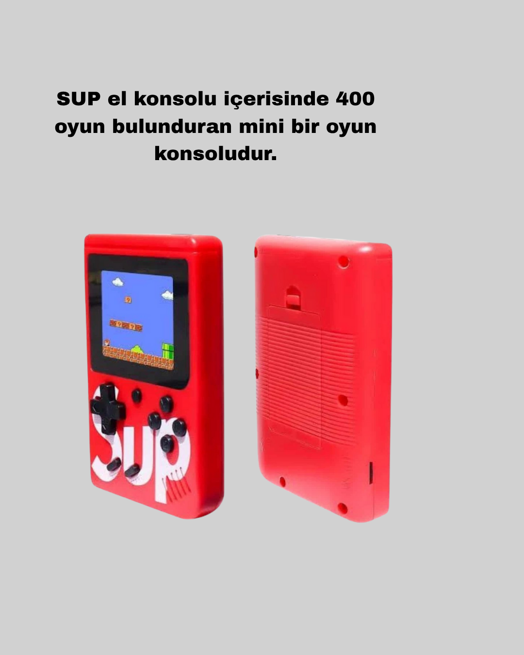 SUP Retro El Konsolu – 500 Oyun TV Bağlantılı 3 İnç Ekranlı Şarjlı Mini Atari - Görsel 2