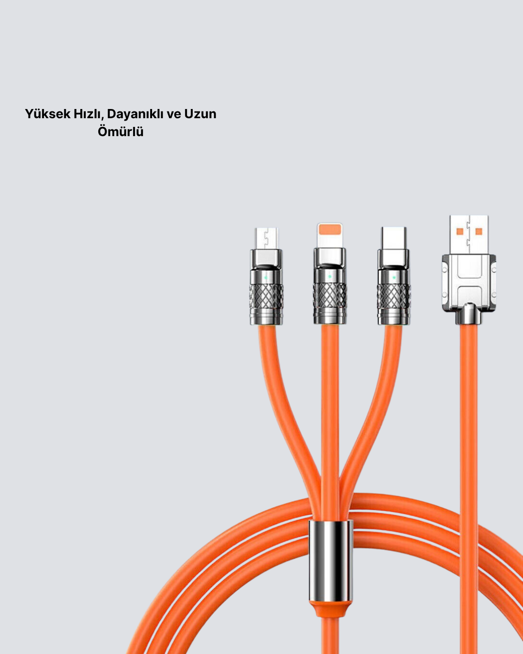 Dayanıklı Hızlı Şarj Kablosu – Esnek Kırılmaz ve Yüksek Hızlı Veri Aktarım Destekli - Görsel 2