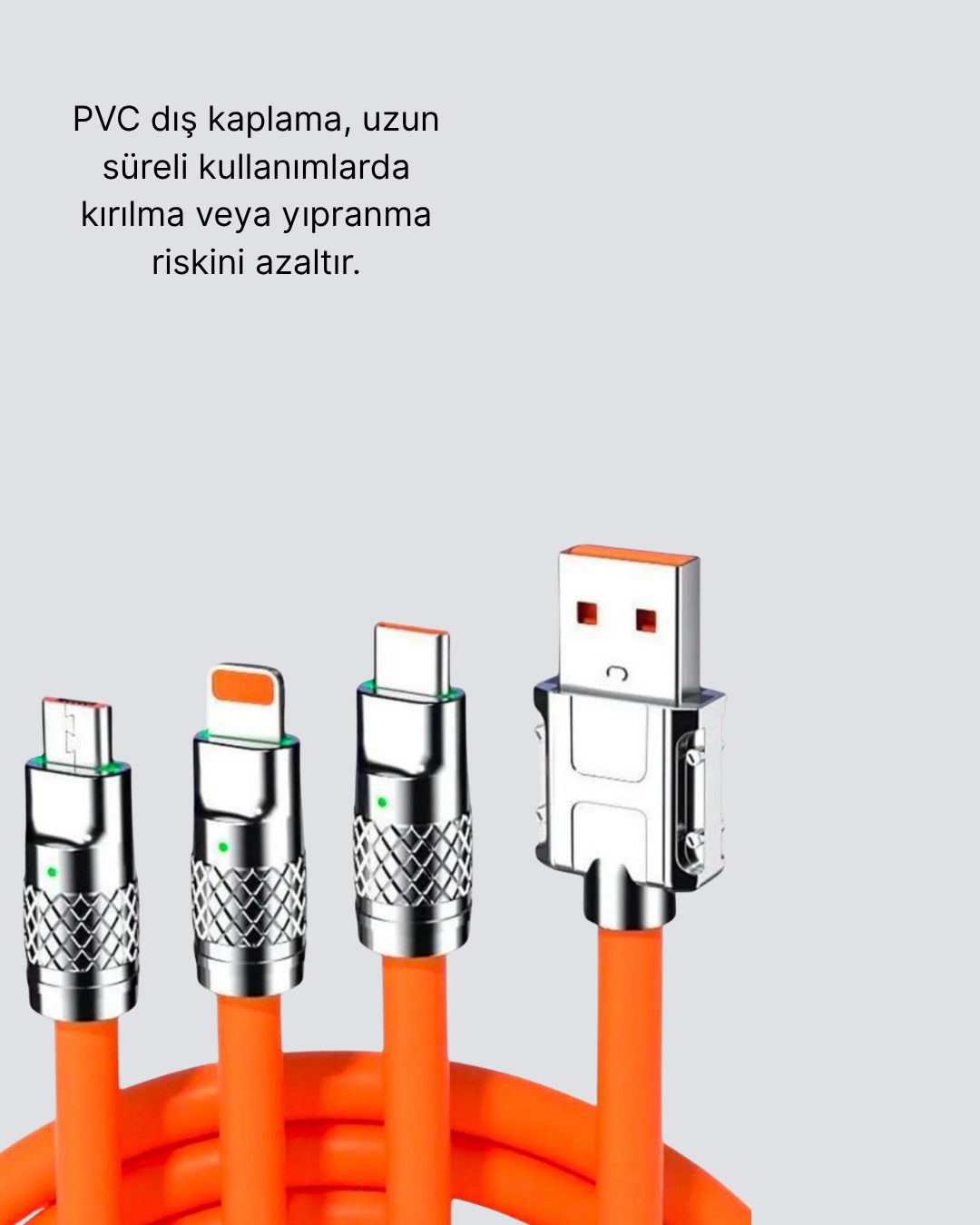 Dayanıklı Hızlı Şarj Kablosu – Esnek Kırılmaz ve Yüksek Hızlı Veri Aktarım Destekli - Görsel 3