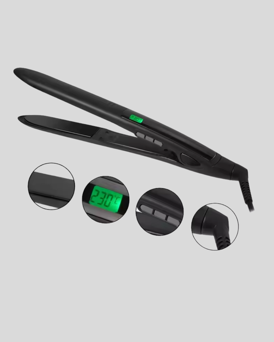 Isı Ayarlı Saç Düzleştirici Titanyum Seramik Plaka Dijital Ekran - Görsel 2