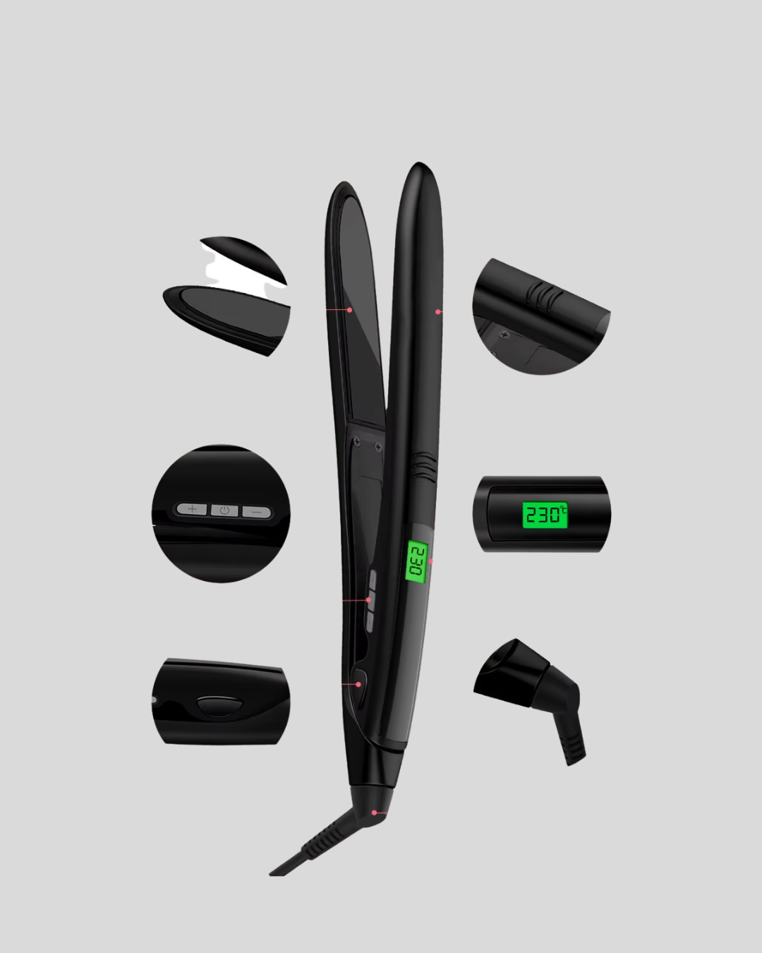 Isı Ayarlı Saç Düzleştirici Titanyum Seramik Plaka Dijital Ekran - Görsel 3