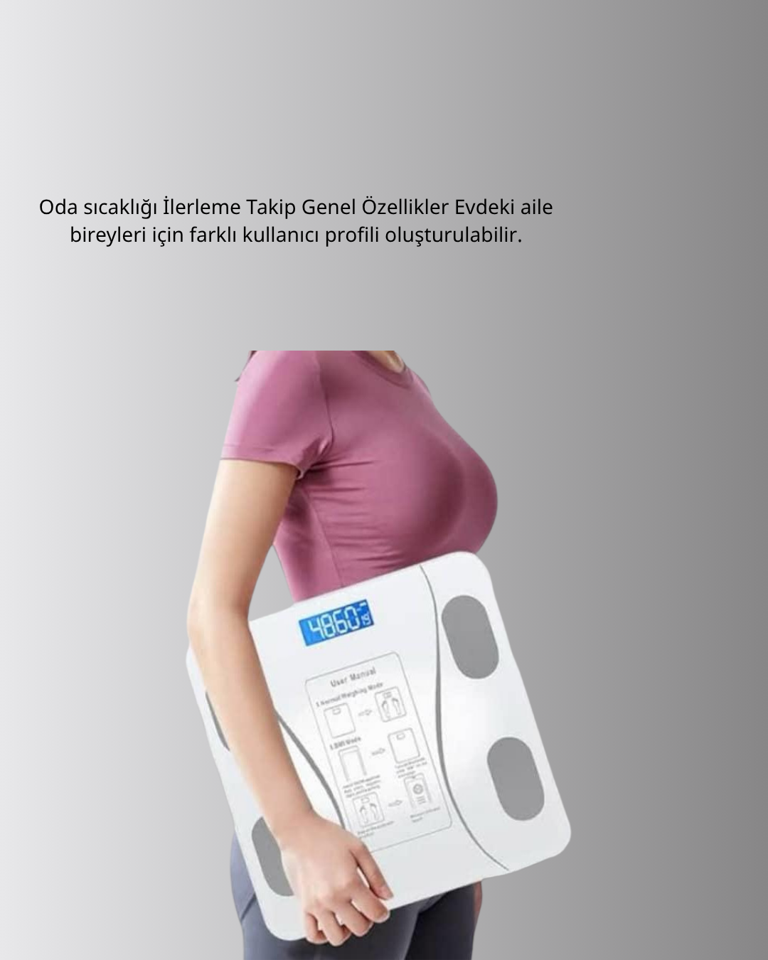 Akıllı Dijital Baskül – Bluetooth Bağlantılı 8 Ölçüm Verili Akıllı Vücut Analiz Tartısı - Görsel 4