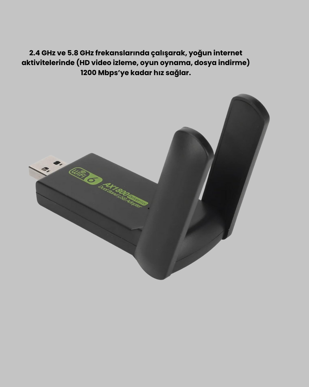 Ultratekno Dual Band WiFi Adaptör – 1200 Mbps USB 3.0 Çift Antenli Geniş Kapsama Alanı ve Yüksek Hız - Görsel 3