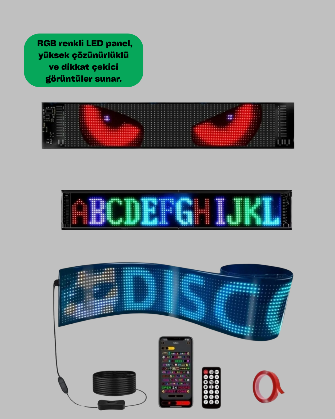 Kayan Yazı Destekli RGB LED Reklam Paneli USB ile Kolay Kurulumlu - Görsel 2