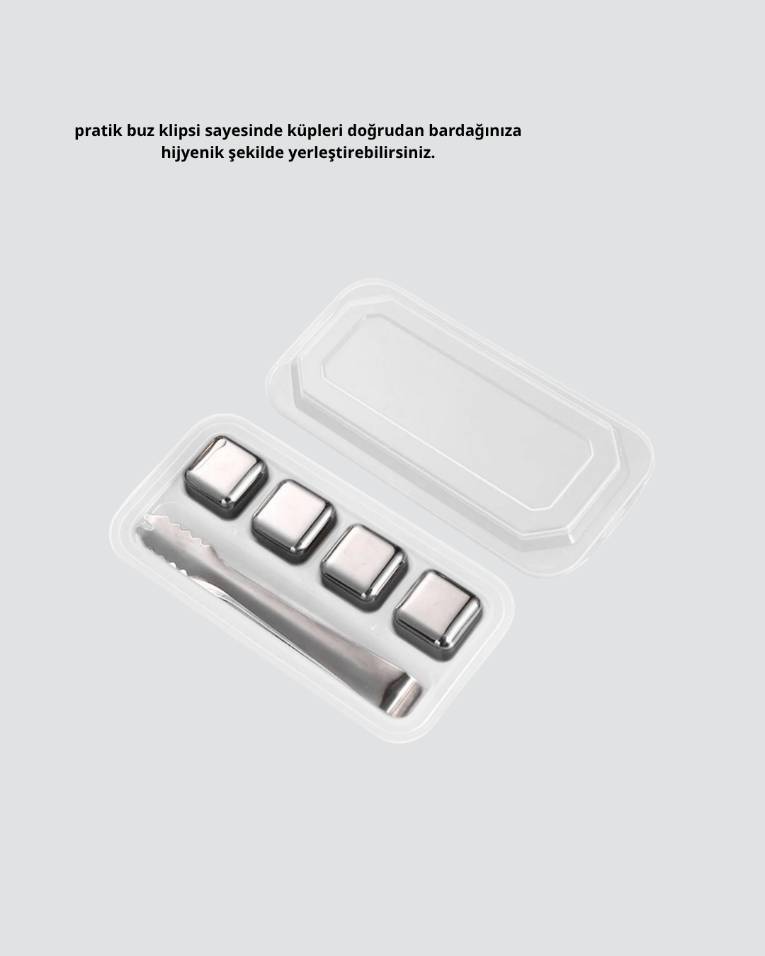 Paslanmaz Çelik Metal Buz Küpü Seti Sulandırmadan Soğutma ve Klips Dahil - Görsel 3