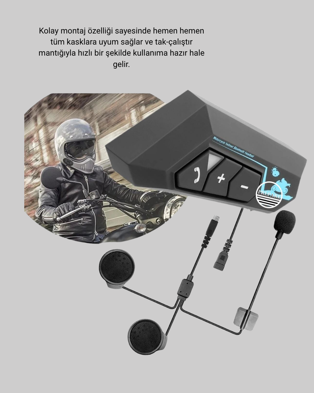 BT22 Kask İçi Bluetooth Kulaklık Hızlı Eşleşme ve Gürültü Önleyici Mikrofon - Görsel 2