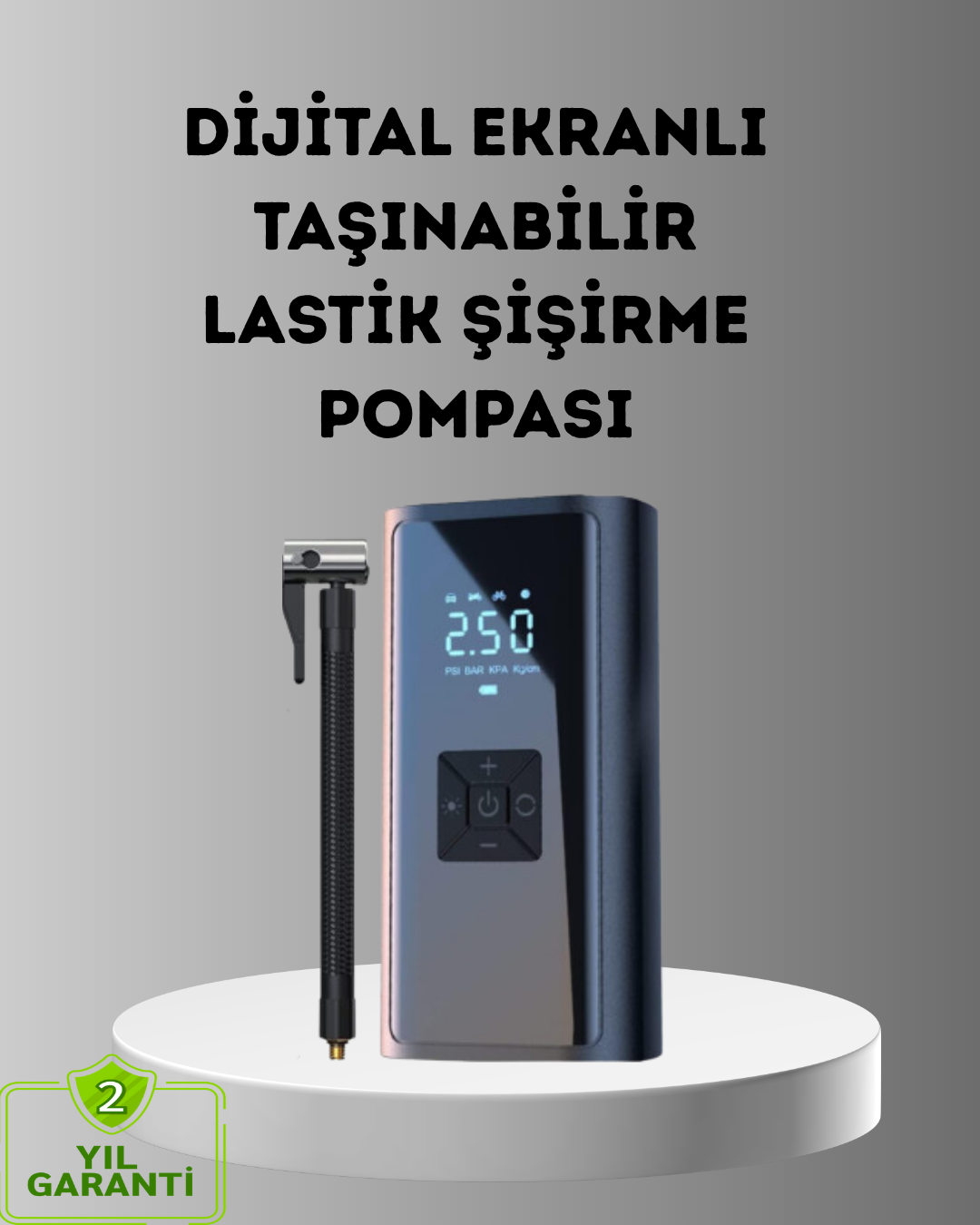 Dijital Ekranlı Kablosuz Hava Pompası LED Işıklı 12V 80W