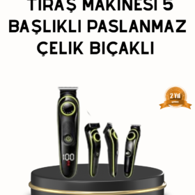 Erkek Bakım Seti 5’i 1 Arada Şarjlı Paslanmaz Çelik Başlıklı