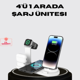 Apple Uyumlu Kablosuz Şarj İstasyonu 4 Cihaz Destekli ve Hızlı Şarjlı