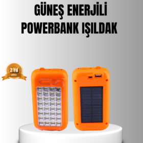 Güneş Enerjili Powerbank 10000 mAh LED Işıklı