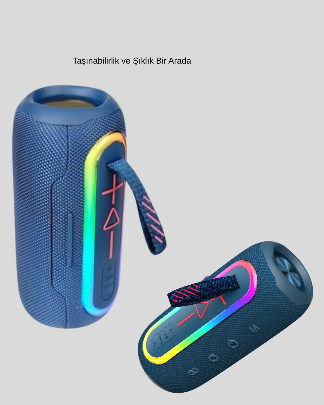 Taşınabilir Mini Bluetooth Hoparlör Güçlü Ses ve Şık Kırmızı Tasarım - Görsel 5