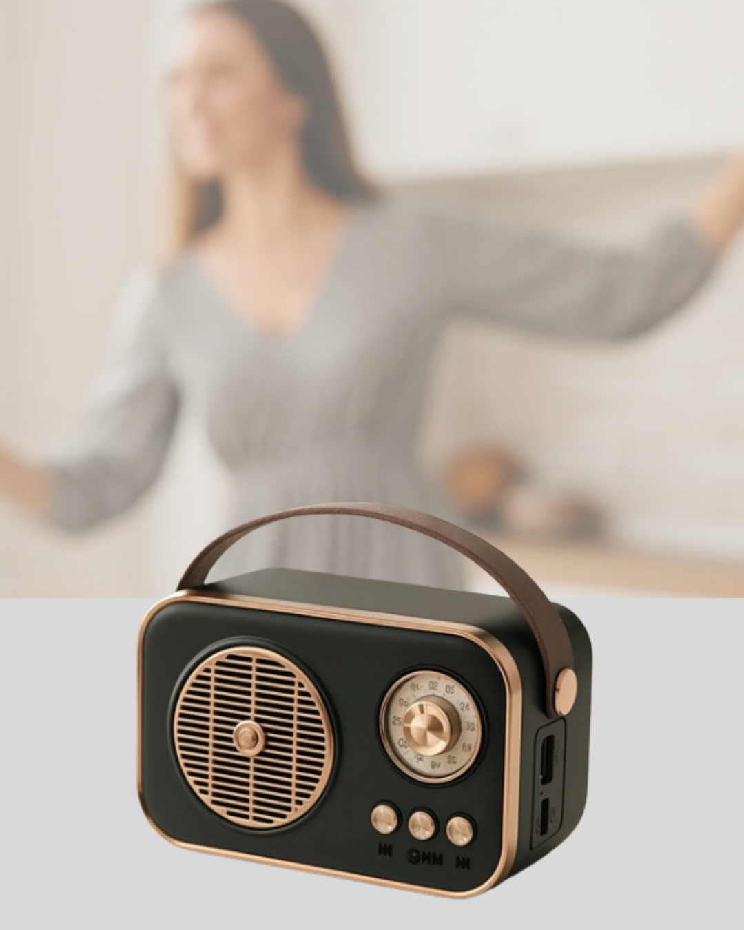 Retro Tarz Kablosuz Radyo – Bluetooth USB ve TF Kart Girişli - Görsel 5