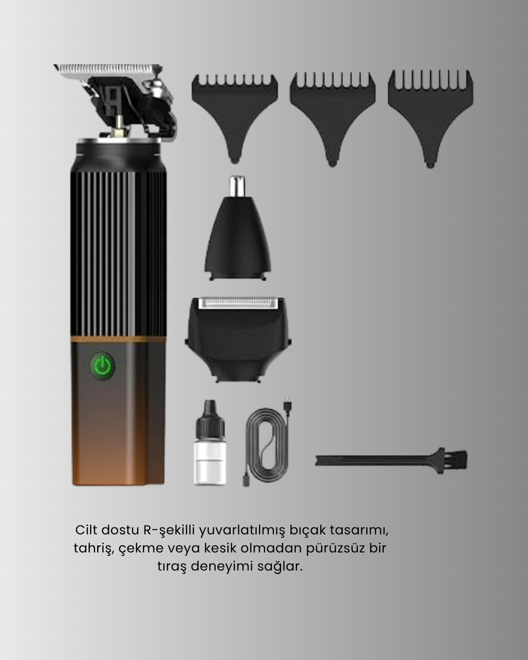Erkekler İçin 3 in 1 Şarjlı Bakım Seti – 7300 RPM Güçlü Motor ve Sessiz Çalışma - Görsel 2