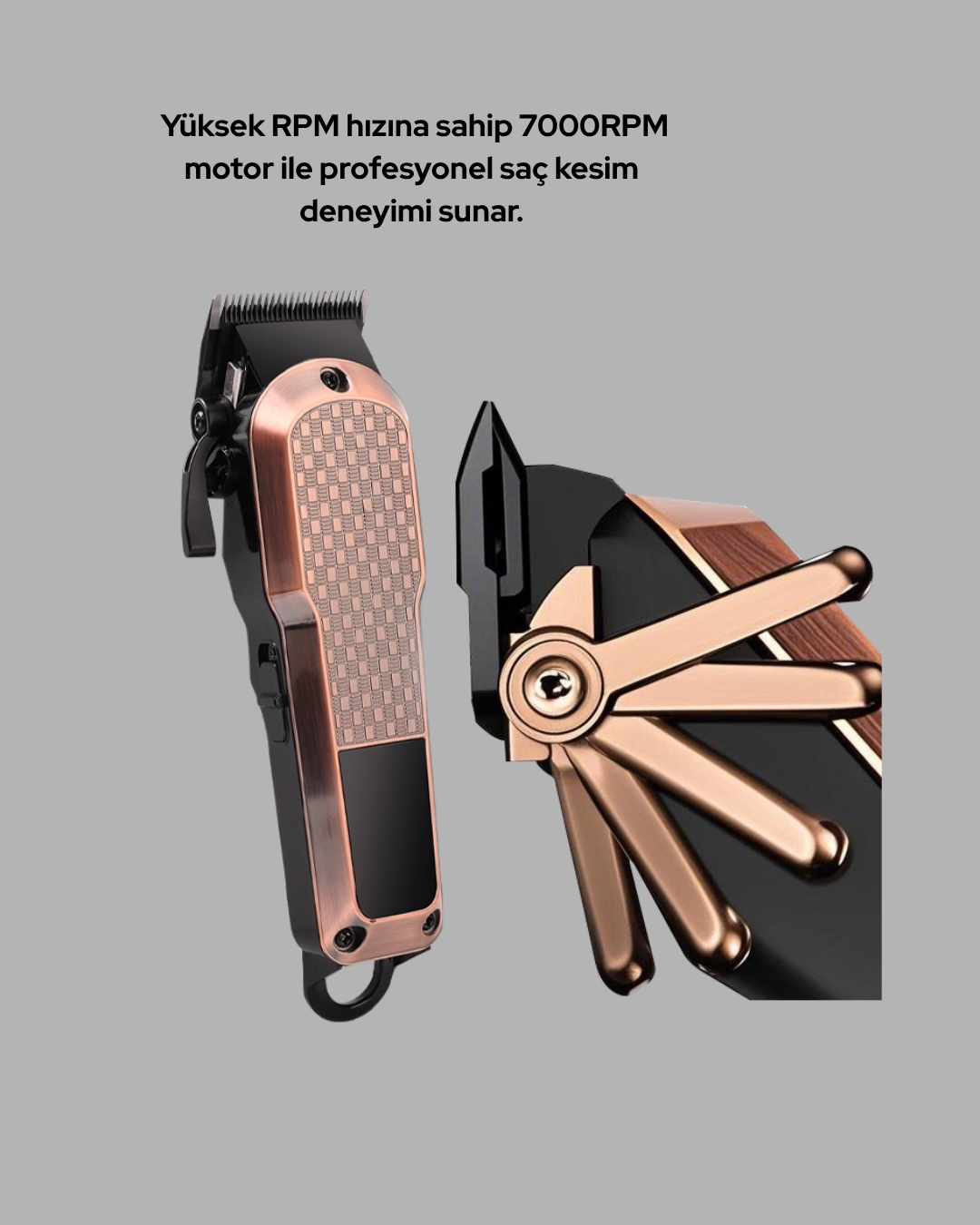 Profesyonel Saç Tıraş Makinesi – 7000RPM Güçlü Motor ve 4 Kademeli Ayar - Görsel 3
