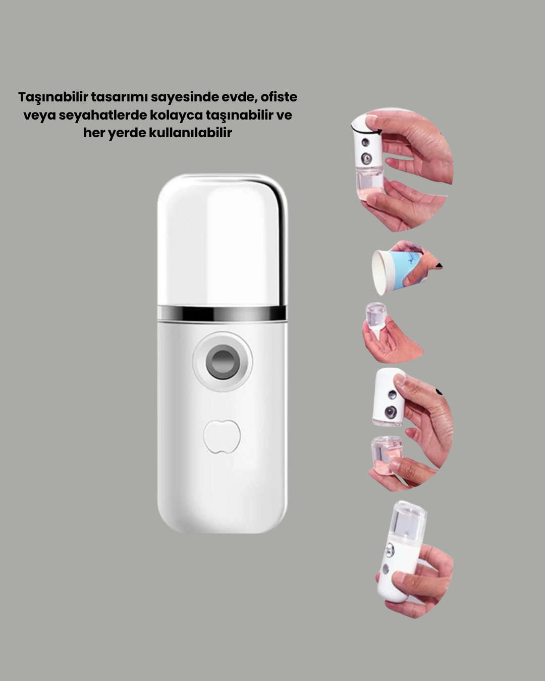 Kablosuz Şarjlı Buharlı Nemlendirici – Enerji Tasarruflu Taşınabilir Cilt Bakım Cihazı - Görsel 3