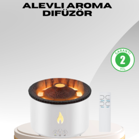 Alev Efektli Aromaterapi Difüzörü – 360 ml Su Hazneli Sessiz ve Zaman Ayarlı