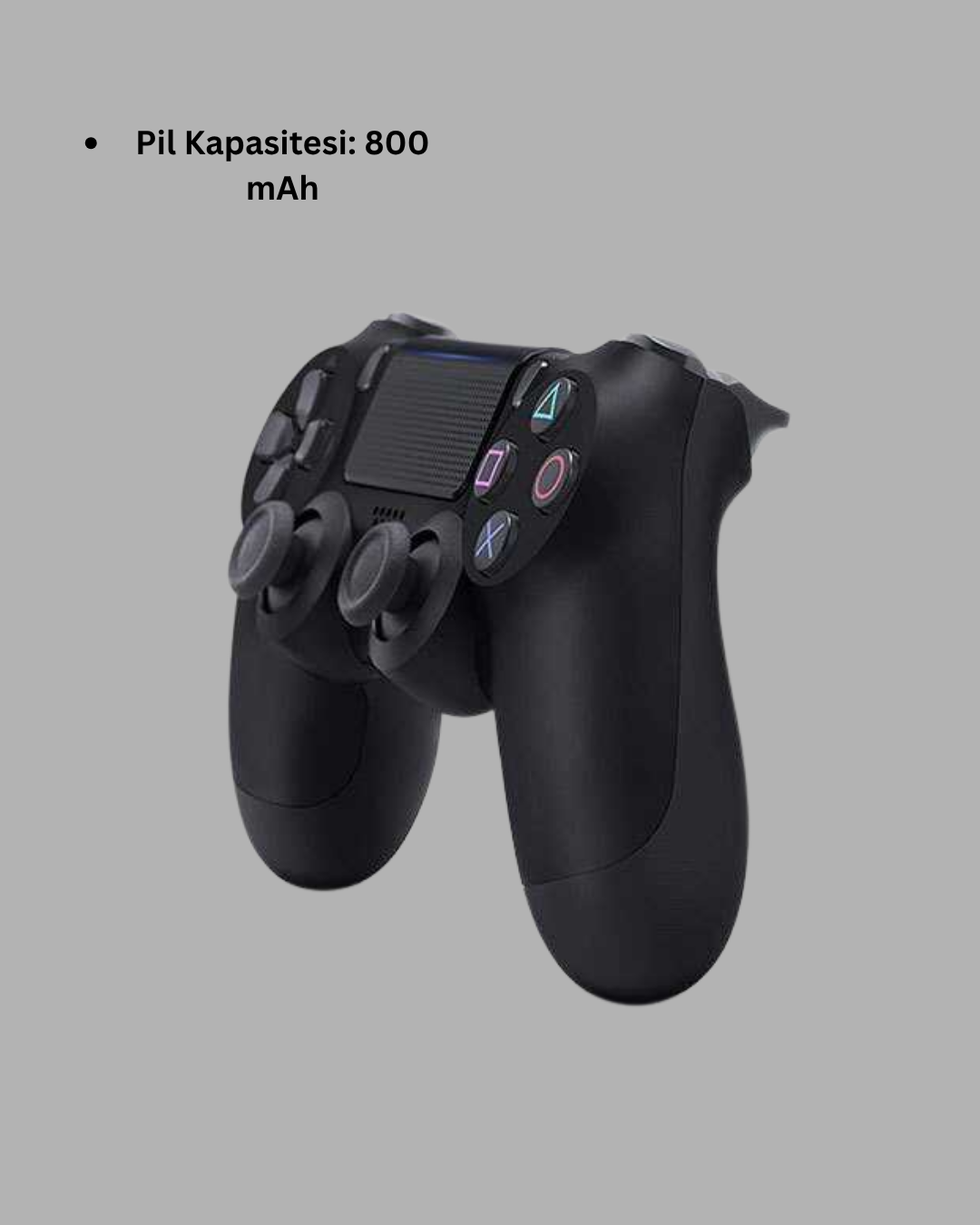 Kablosuz Titreşimli Oyun Kolu – PS4 Uyumlu Ergonomik Tasarım ve Uzun Pil Ömrü - Görsel 3