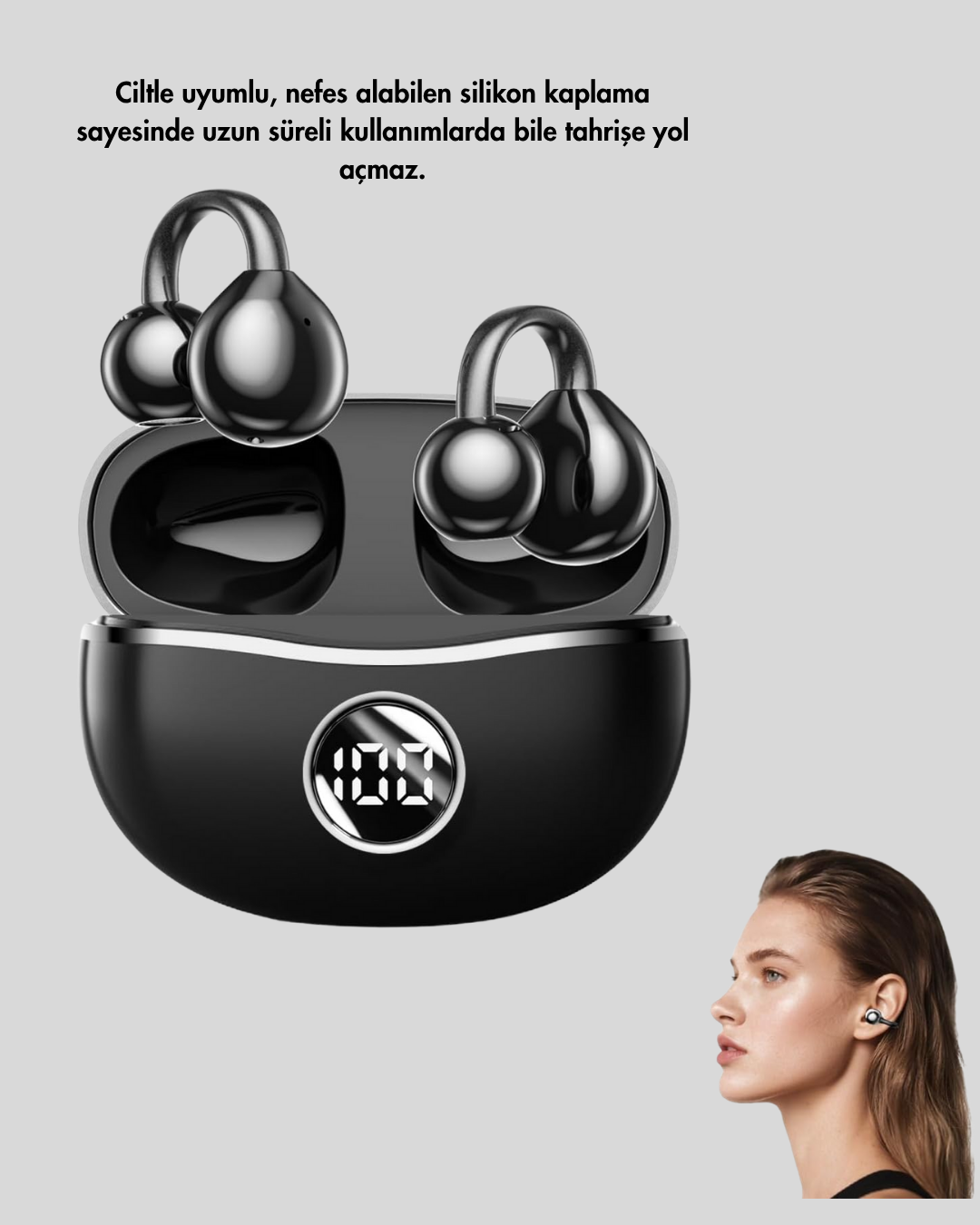 Açık Kulak Tasarımlı Bluetooth 5.4 Kablosuz Kulaklık – Uzun Pil Ömrü - Görsel 5