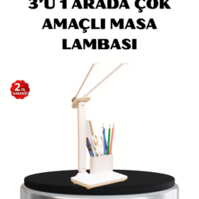 Kalemlik ve Telefon Standlı Masa Lambası – Kısılabilir LED Işık Göz Dostu Tasarım