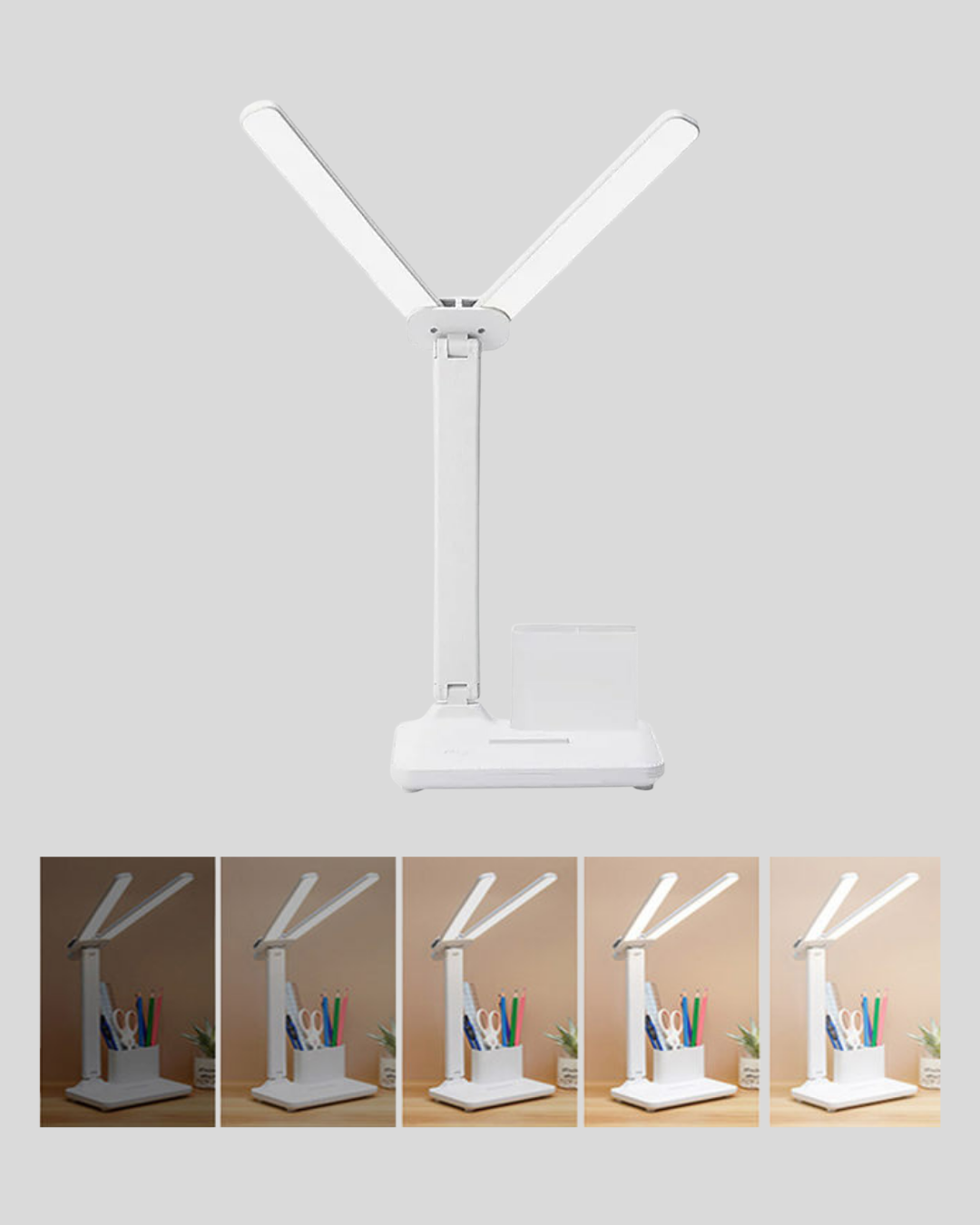 Kalemlik ve Telefon Standlı Masa Lambası – Kısılabilir LED Işık Göz Dostu Tasarım - Görsel 2