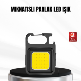 Şarjlı COB LED Anahtarlık Fener – 4 Modlu Manyetik ve Katlanabilir Standlı