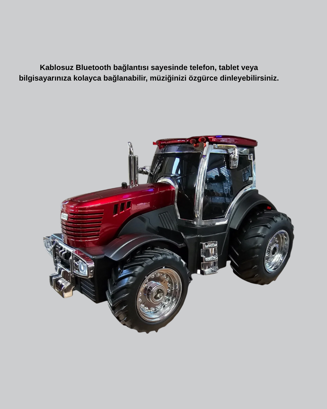 Bluetooth Nostaljik Traktör Hoparlör LED Işıklı 12W Güçlü Ses - Görsel 3