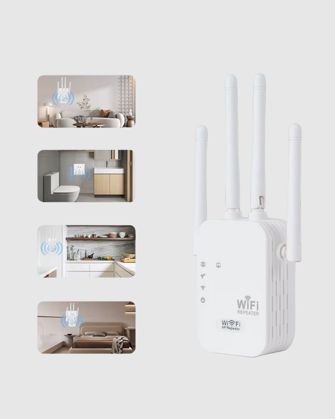 300Mbps WiFi Menzil Genişletici 4 Antenli WPA3 Güvenlikli Priz Tipi Repeater - Görsel 3