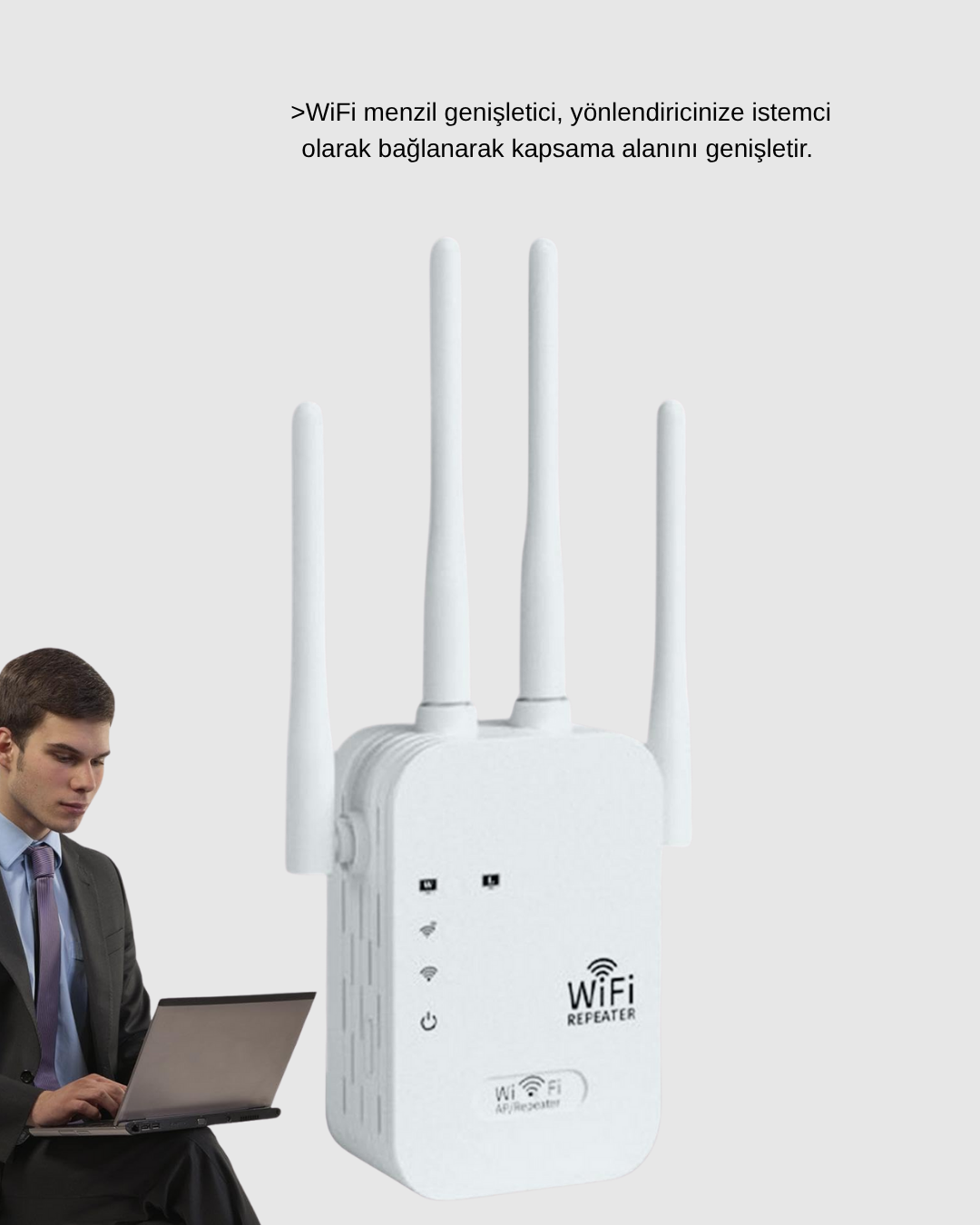 300Mbps WiFi Menzil Genişletici 4 Antenli WPA3 Güvenlikli Priz Tipi Repeater - Görsel 5