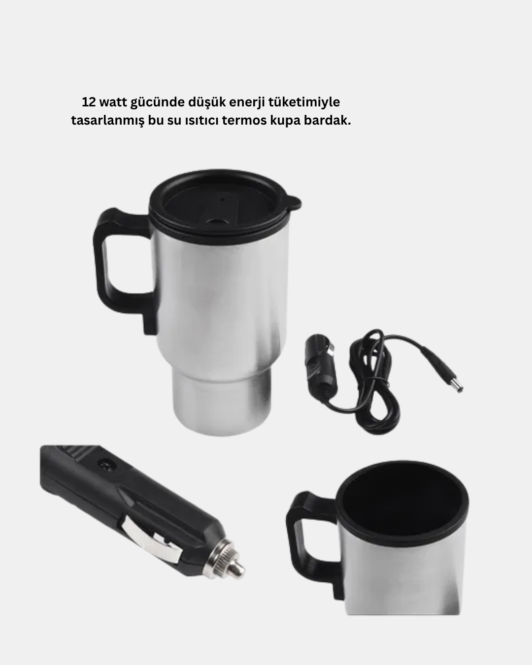 Araç İçi Su Isıtıcı Termos Kupa 12 Watt Enerji Tasarruflu - Görsel 5