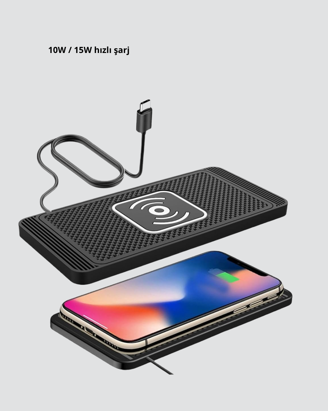 Manyetik Şarj Pedi 7.5W 10W 15W Hızlı Şarj Kaymaz Tabanlı - Görsel 3