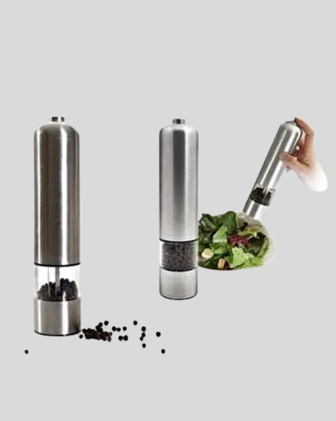 Elektrikli Tuz Karabiber Değirmeni – Paslanmaz Gövde LED Işıklı ve Ayarlanabilir Öğütme - Görsel 5