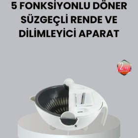 Döner Mekanizmalı 5’i 1 Arada Süzgeçli Rende Sebze Meyve Doğrama Cihazı