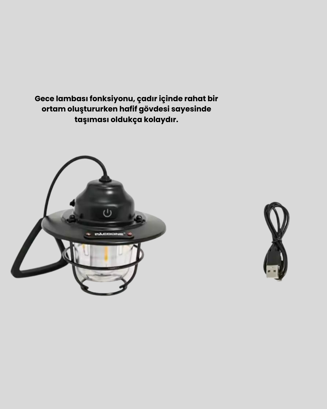 Taşınabilir Retro Çam Konisi Kamp Lambası Gece Işığı Su Geçirmez - Görsel 3