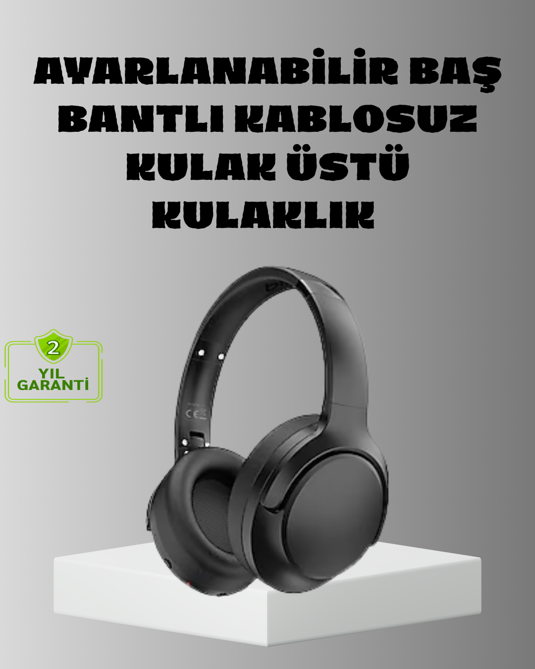 Siyah Kablosuz Bluetooth Kulaklık 300 mAh Hızlı Şarj Katlanabilir Pedli