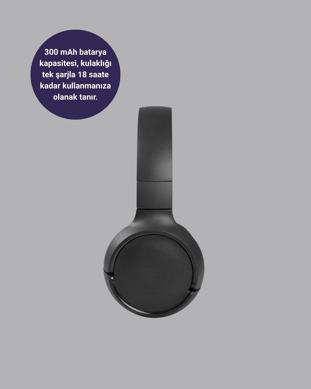 Siyah Kablosuz Bluetooth Kulaklık 300 mAh Hızlı Şarj Katlanabilir Pedli - Görsel 3