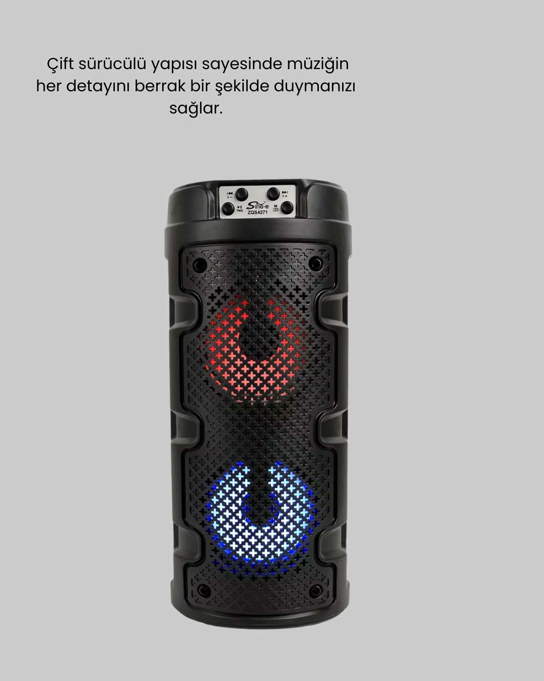 Taşınabilir Bluetooth Hoparlör Çift Sürücü Güçlü Bas HD Ses Çoklu Bağlantı - Görsel 3