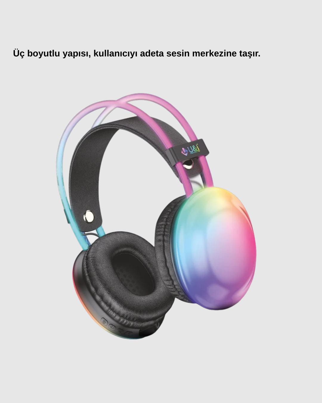 RGB Işıklı Kablosuz Kulaklık Bluetooth 5.3 800mAh Ergonomik IPX4 Dayanıklı - Görsel 4