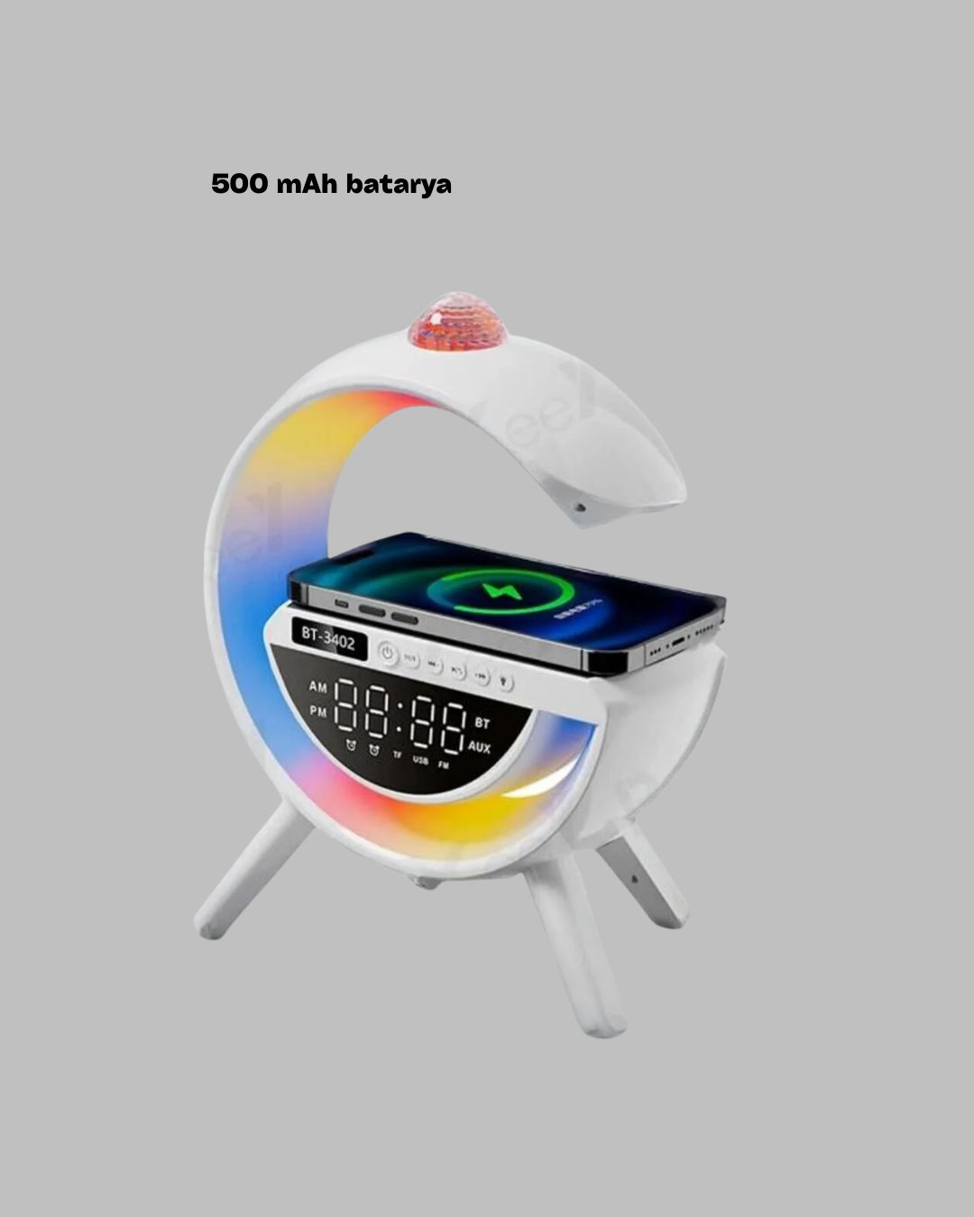 Kablosuz Şarjlı Dijital Saat RGB Işıklı Bluetooth Hoparlör Çok Fonksiyonlu - Görsel 3