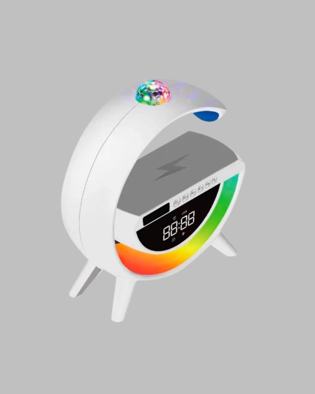 Kablosuz Şarjlı Dijital Saat RGB Işıklı Bluetooth Hoparlör Çok Fonksiyonlu - Görsel 5
