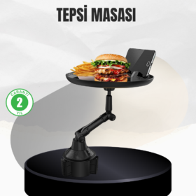 Universal Araç İçi Bardaklık Tepsisi 9 İnç Yemek Alanı ve Telefon Standlı